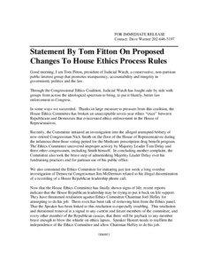 United States House Committee on Ethics / Joel Hefley / Tom DeLay / Tom Fitton / Dennis Hastert / Doc Hastings / United States House of Representatives / Office of Congressional Ethics / Judicial Watch