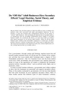 Do “Off-Site” Adult Businesses Have Secondary Effects? Legal Doctrine, Social Theory, and Empirical Evidence