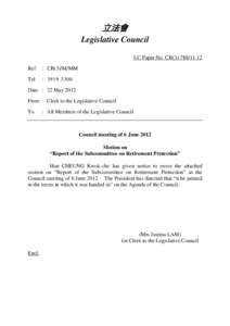 立法會 Legislative Council LC Paper No. CB[removed]Ref  : CB(3)/M/MM