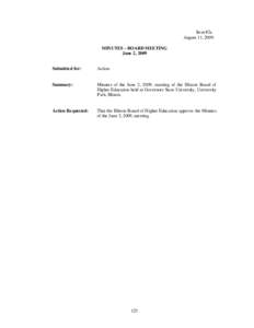 Item #2a August 11, 2009 MINUTES – BOARD MEETING June 2, 2009 Submitted for: