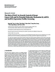 The Role of PinX1 in Growth Control of Breast Cancer Cells and Its Potential Molecular Mechanism by mRNA and lncRNA Expression Profiles Screening
