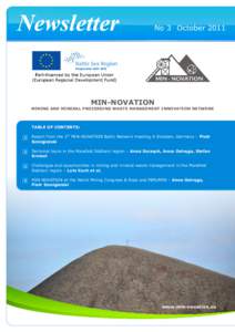 No 3 OctoberMIN-NOVATION MINING AND MINERAL PROCESSING WASTE MANAGEMENT INNOVATION NETWORK  TABLE OF CONTENTS: