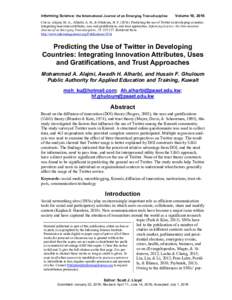Predicting the Use of Twitter in Developing Countries: Integrating Innovation Attributes, Uses and Gratifications, and Trust Approaches