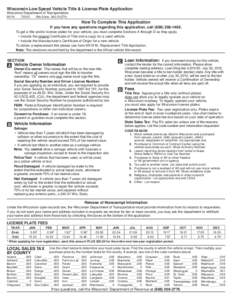 Wisconsin Low Speed Vehicle Title & License Plate Application Wisconsin Department of Transportation MV14[removed]