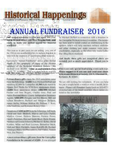 Historical Happenings Newsletter of the Kewanee Historical Society SummerANNUAL FUNDRAISER 2016