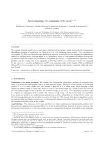 Approximating the minimum cycle meanI,II Krishnendu Chatterjeea , Monika Henzingerb , Sebastian Krinningerb , Veronika Loitzenbauerb,∗, Michael A. Raskinc a Institute  of Science and Technology, Am Campus 1, 3400 Klost