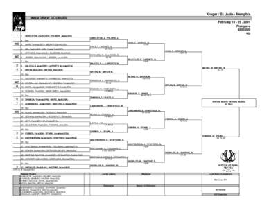 Kroger / St. Jude - Memphis MAIN DRAW DOUBLES February[removed] , 2001