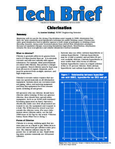 PUBLISHED BY THE NATIONAL ENVIRONMENTAL SERVICES CENTER  Chlorination Summary