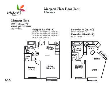 Margaret Place Floor Plans 1 Bedroom Margaret Place 1555 118th Lane NW Coon Rapids, MN 55448