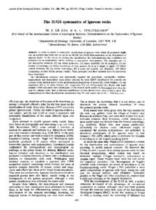 Journal of the Geological Society, London, Vol. 148, 1991, pp, 8 figs, 2 tables. Printed in Northern Ireland  The IUGS systematics of igneous rocks M. J . L E BAS’ & A . L . S T R E C K E I S E N 2 (On behalf 