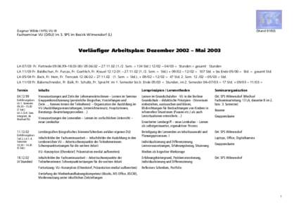 Dagmar Wilde / HFSL VU III  (StandFachseminar VU (D/SU) im 3. SPS im Bezirk Wilmersdorf (L)