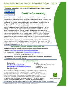 Blue Mountains Forest Plan Revision[removed]F Malheur, Umatilla, and Wallowa-Whitman National Forests  Guide to Commenting