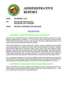 ADMINISTRATIVE REPORT DATE: NOVEMBER 1, 2013