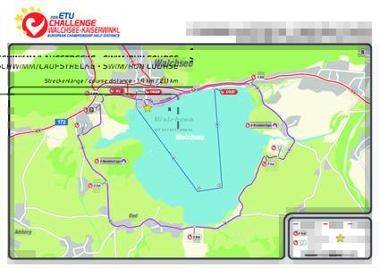 SCHWIMM/LAUFSTRECKE - SWIM/RUN COURSE Streckenlänge / course distance - 1,9 km / 21,1 km  Kranzach