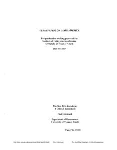 TEXAS PAPERS ON LATIN AMERICA  Pre-publication working papers of the Institute of Latin American Studies University of Texas at Austin ISSN[removed]