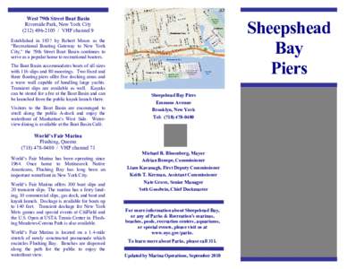 West 79th Street Boat Basin Riverside Park, New York City[removed] / VHF channel 9 Sheepshead Bay