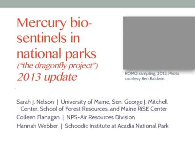 Mercury bio-sentinels in national parks 2013 update: Webinar presentation[removed]