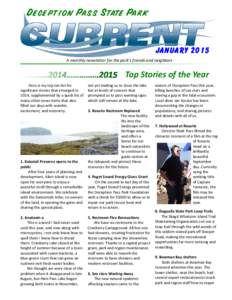 Deception Pass State Park  January 2015 A monthly newsletter for the park’s friends and neighbors  Top Stories of the Year