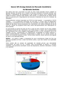 Secovi-SP divulga Estudo do Mercado Imobiliário da Baixada Santista Nos últimos três anos, encerrados em junho de 2014, foram lançadasunidades na Baixada Santista, de acordo com o Estudo do Mercado Imobiliár