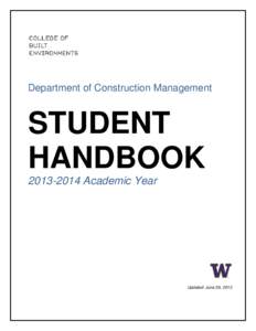 Department of Construction Management  STUDENT HANDBOOK[removed]Academic Year