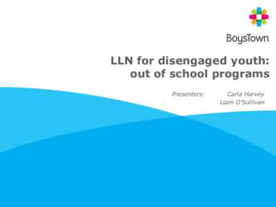 LLN for disengaged youth: out of school programs Presenters: Carla Harvey Liam O’Sullivan