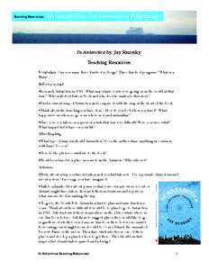 Teaching Resources  In Antarctica: An Amundsen Pilgrimage In Antarctica by Jay Ruzesky Teaching Resources