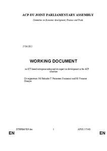 ACP-EU JOINT PARLIAMENTARY ASSEMBLY Committee on Economic development, Finance and Trade[removed]WORKING DOCUMENT