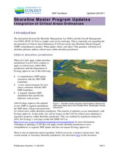 SMP Handbook  Updated[removed]Shoreline Master Program Updates Integration of Critical Areas Ordinances