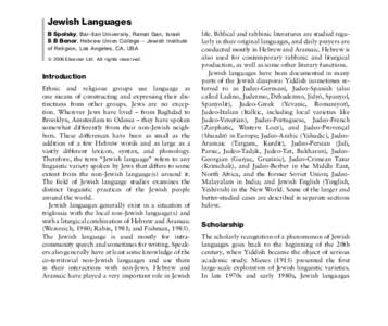 Jewish Languages - Encyclopedia of Language and Linguistics, Vol. 6