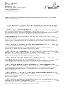 Lib ros Latin os P.O. Box 1103 Redlands CATel: Fax: www.libroslatinos.com