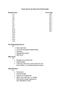 Answer Key for the Chinese Shar‐Pei Breed Quiz           