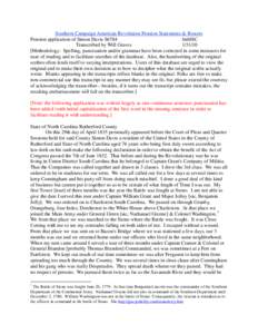 Southern Campaign American Revolution Pension Statements & Rosters Pension application of Simon Davis S6784 fn60SC Transcribed by Will Graves[removed]Methodology: Spelling, punctuation and/or grammar have been corrected