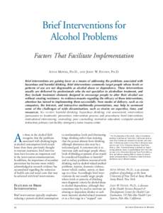 Brief Interventions for Alcohol Problems: Factors That Facilitate Implementation