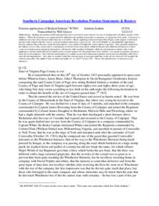 Southern Campaign American Revolution Pension Statements & Rosters Pension application of Richard Jenkins 1 W7893 Transcribed by Will Graves Jemima Jenkins