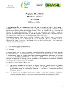 Programa BRAFAGRI BRasil França Agricultura CAPES/ DGER EDITAL nº. A COORDENAÇÃO DE APERFEIÇOAMENTO DE PESSOAL DE NÍVEL SUPERIOR –