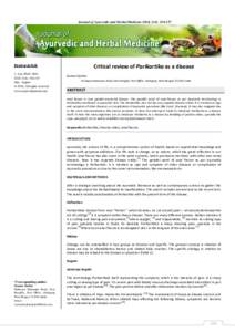 Journal of Ayurvedic and Herbal Medicine 2016; 2(4): Review Article J. Ayu. Herb. Med. 2016; 2(4): July- August