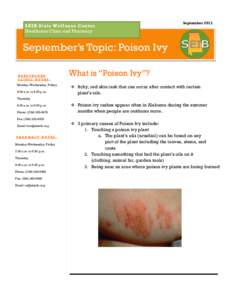 SEIB State Wellness Center Healthcare Clinic and Pharmacy September[removed]September’s Topic: Poison Ivy