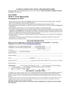 NATIONAL FOSSIL EXPO XXXIII—REGISTRATION FORM PLEASE COMPLETE THE FORM BELOW, ENCLOSE IT WITH A CHECK OR MONEY ORDER PAYABLE TO MAPS, AND MAIL TO: Steve HolleyN. Norris Blacktop Rd.