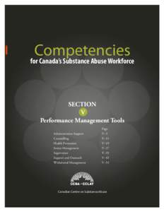Competencies for Canada’s Substance Abuse Workforce SECTION V Performance Management Tools