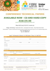 CONFERENCE TECHNICAL PAPERS AVAILABLE NOW - CD AND HARD COPY AU$add GST in Australia and postage/handling as detailed below)
