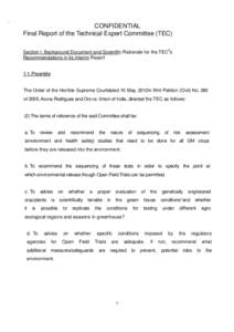 CONFIDENTIAL Final Report of the Technical Expert Committee (TEC) Section I: Background Document and Scientific Rationale for the TEC5s Recommendations in its Interim ReportPreamble