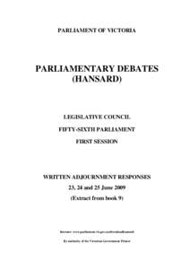 PARLIAMENT OF VICTORIA  PARLIAMENTARY DEBATES (HANSARD)  LEGISLATIVE COUNCIL