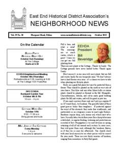 East End Historical District Association’s  NEIGHBORHOOD NEWS Vol. 39 No. 10