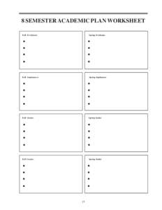 8 SEMESTER ACADEMIC PLAN WORKSHEET Fall Freshman Spring Freshman  Fall Sophomore