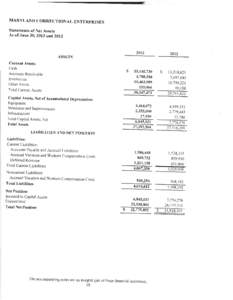 MARYLAND CORRECTIONAL ENTERPRISES Statements of Net Assets As of June 30, 2013 and[removed]