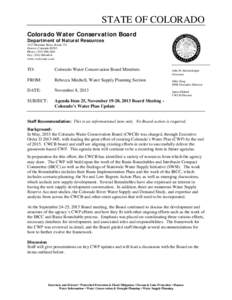 STATE OF COLORADO Colorado Water Conservation Board Department of Natural Resources 1313 Sherman Street, Room 721 Denver, Colorado[removed]Phone: ([removed]