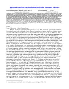 Southern Campaigns American Revolution Pension Statements & Rosters Pension application of William Barrow W1533 Transcribed by Will Graves Susanna Barrow f62NC