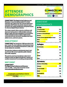 June 2-4, 2009 | Santa Clara Convention Center, CA www.connectionsconference.com Attendee Demographics CONNECTIONS™: The Digital Living Conference and