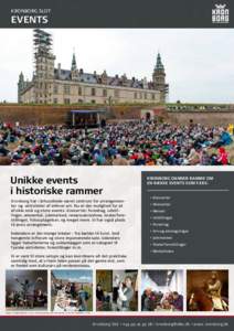 KRONBORG SLOT  EVENTS Unikke events i historiske rammer