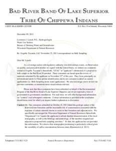 BAD RIVER BAND OF LAKE SUPERIOR TRIBE OF CHIPPEWA INDIANS P.O. Box 39 ● Odanah, WisconsinCHIEF BLACKBIRD CENTER